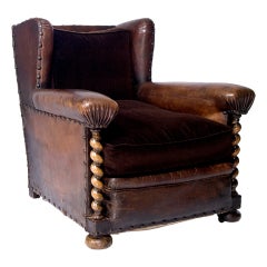A Handsome 19th Century French Leather Library Chair
