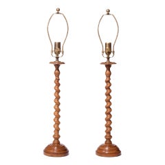 A Pair of Elegant 19th C. French Barley Twist Lamps