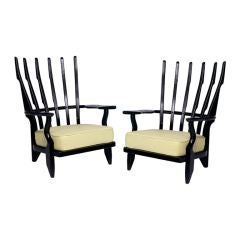 Cerused Ebonized Oak "Grand Repos" Guillerme et Chambron Chairs