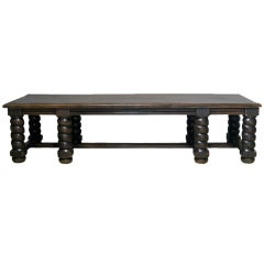 Grand Scale Library Table with Prominent Turned Columns
