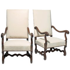 Pair of 17th Century Ose de Mouton "Coin de Feu" Fireside Chairs
