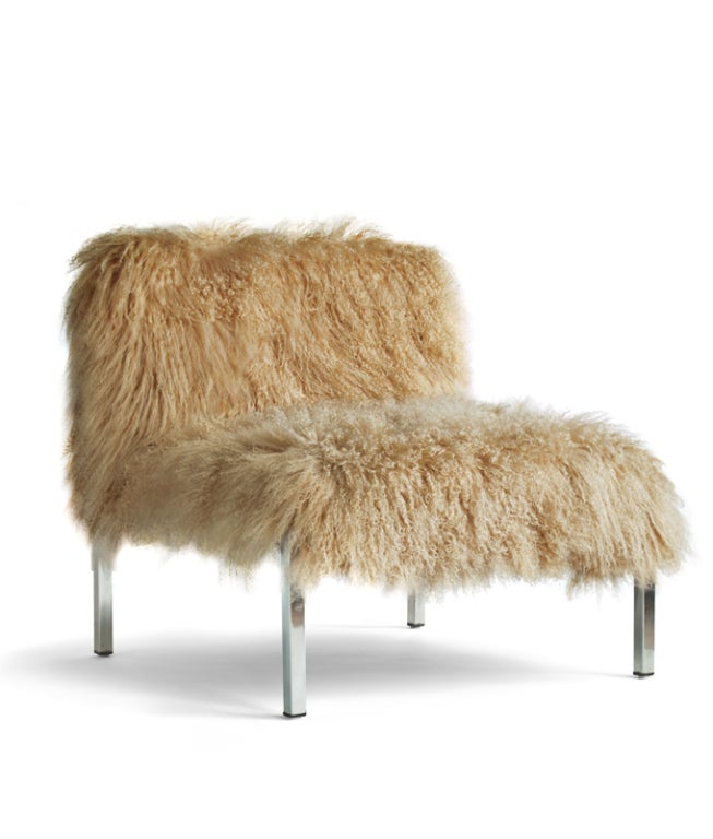 Atelier Demiurge Editions: The Baby Jane Slipper Chair, The Shaggy Mongolian Lamb Upholstery within a Sleek Polished Stainless Frame.

*Featured in the October 2012 issue of Wallpaper