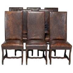 Set of Six Andalusian Leather Dining Chairs