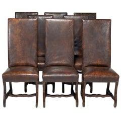 Set of Six Andalusian Leather Dining Chairs
