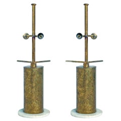 Chic Pair of Oxidized Bronze Lamps