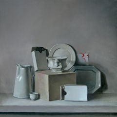 White Pottery, Cardboard Boxes, Red Squiggle