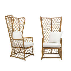 Chic Pair of French 1960s Rattan Armchairs