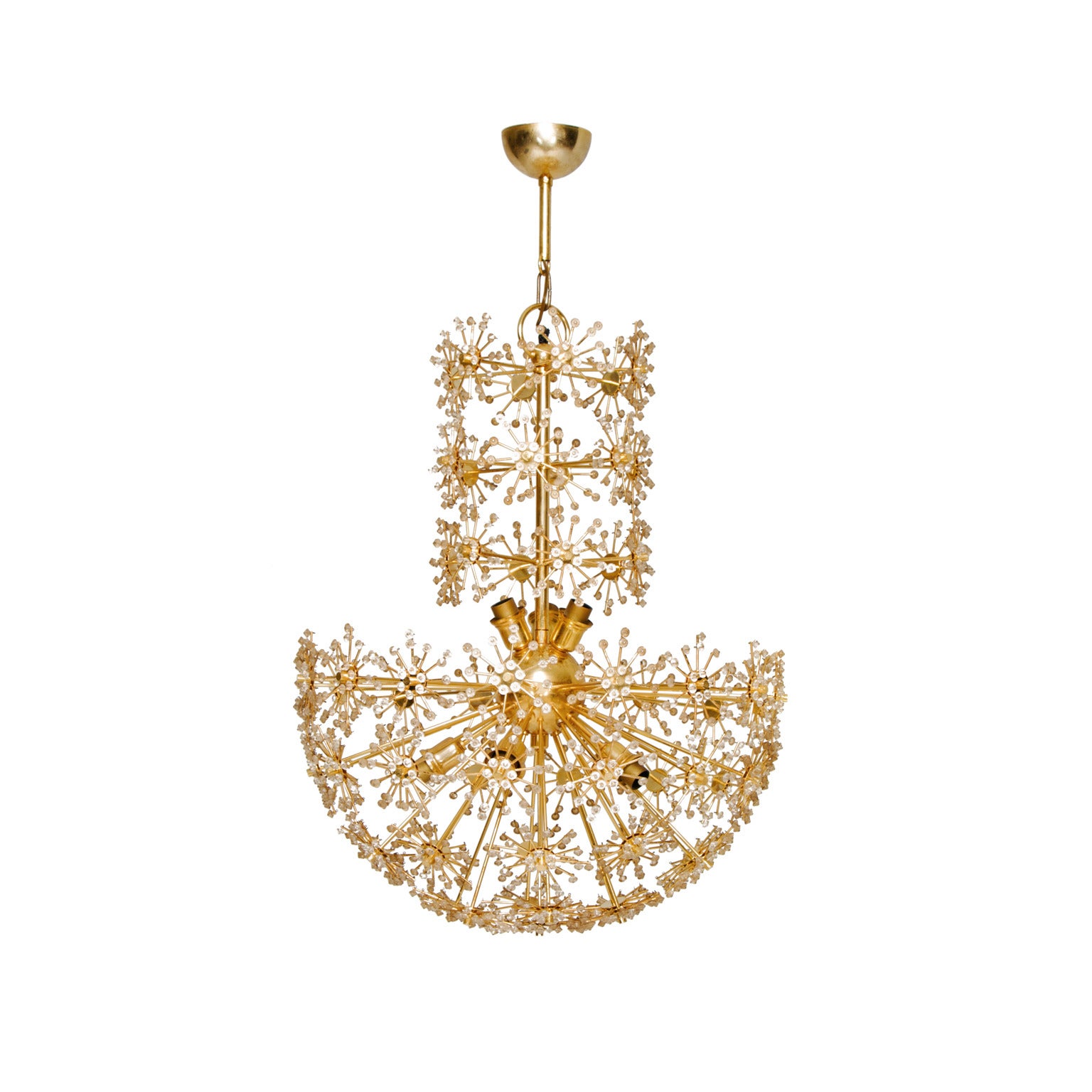 Brass and Crystal Dandelion Chandelier at 1stDibs