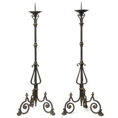 An Exceptionally Handsome Pair of  Iron Torcheres