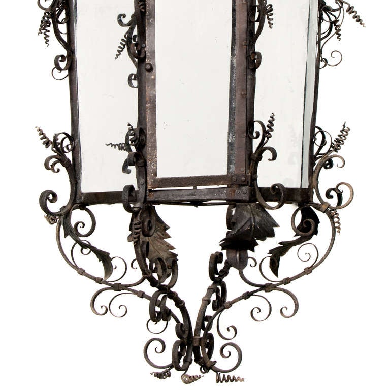 18th century Italian lantern with acanthus and scroll detailing.