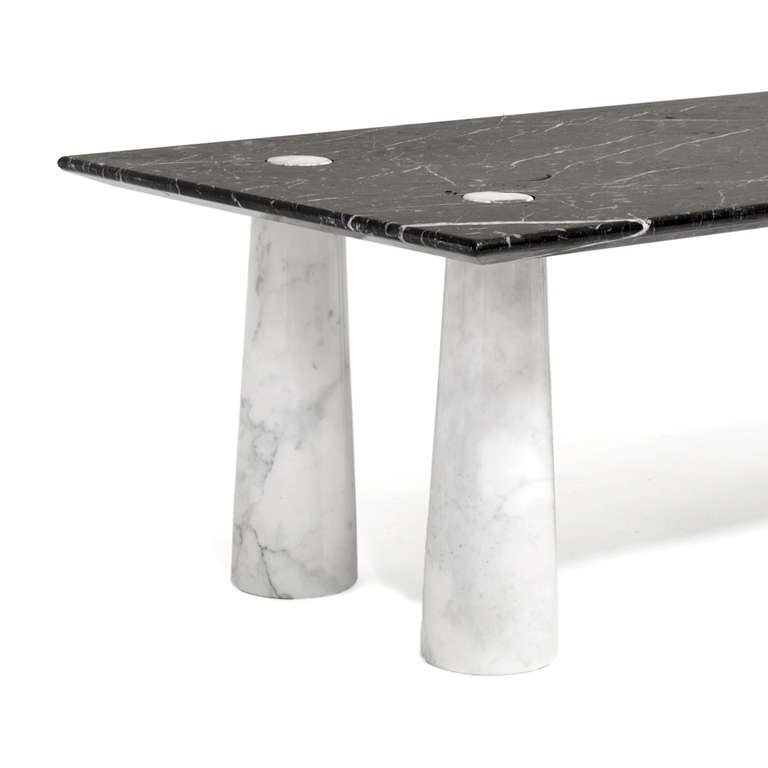 Chic Black and White Marble Coffee Table in the style of Mangiarotti.