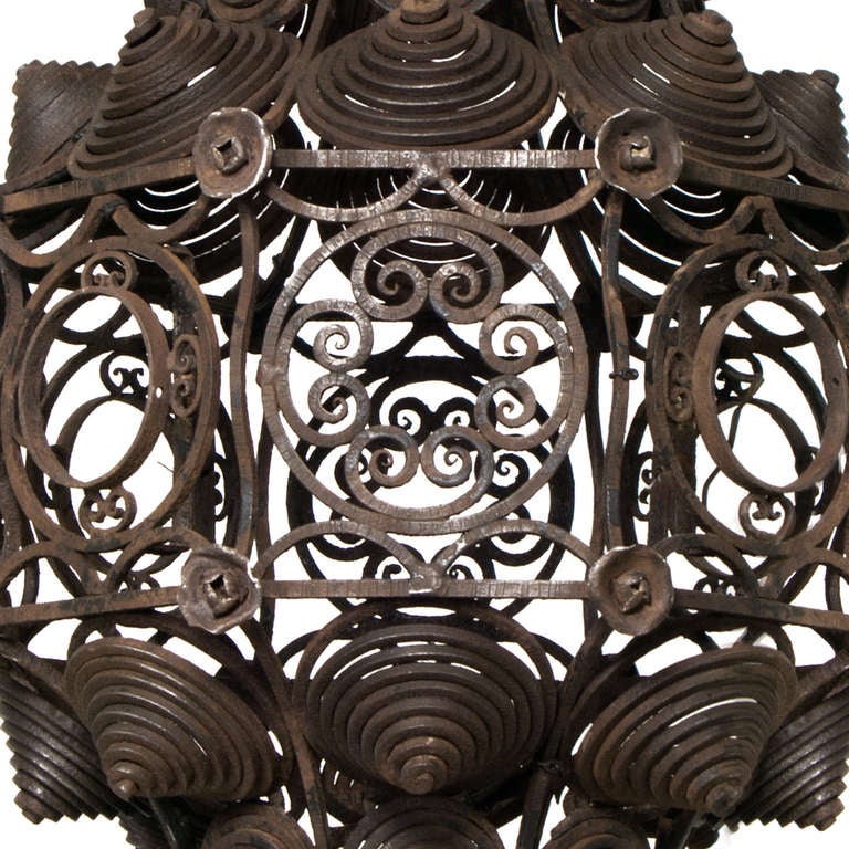 Gothic 18th Century Italian Iron Chandelier with Circular and Rosette Detailing.