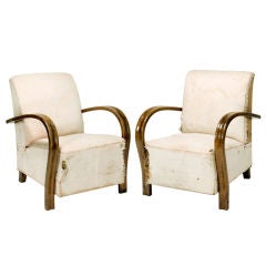 Pair of Handsome Walnut Club Chairs