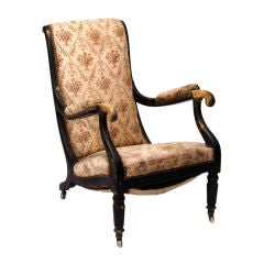 Antique A Handsome Ebonized Library Chair