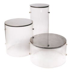 Lucite and Stainless Steel Cocktail Tables in the Bauhaus Style