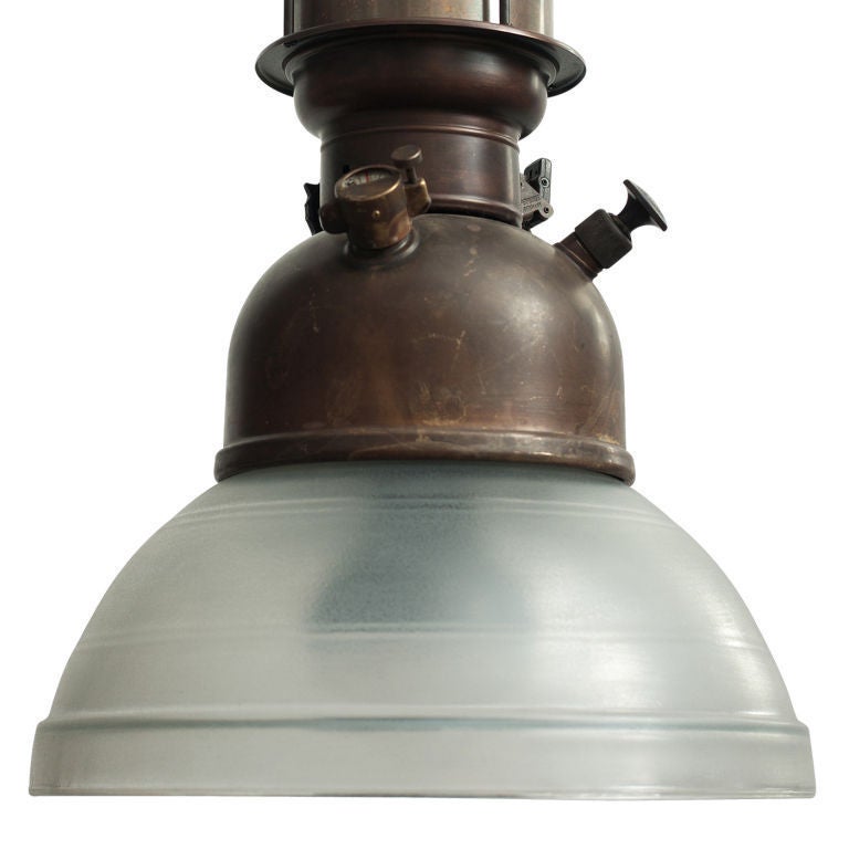 Industrial Converted Gas Light with Frosted Shade