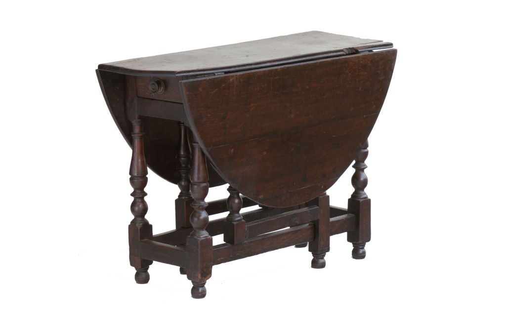 English George III Period Oak 1-Drawer Gateleg Table