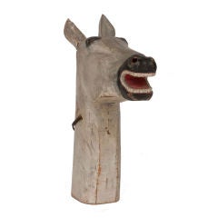 Painted wood carnival mule head