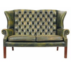 English Mahogany and Leather Upholstered Sofa