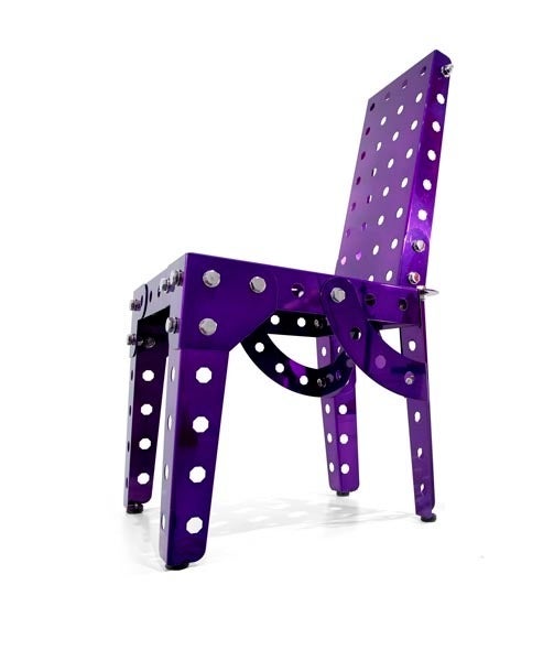 Industrial looking violet chair
Also available in a gold or blue finish
Made to order
