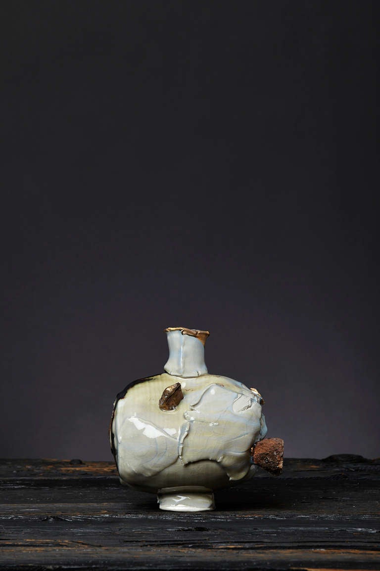 "Bathed in Soft Amber" Sculptural Vase by Gareth Mason