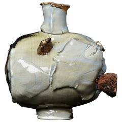 "Bathed in Soft Amber" Sculptural Vase by Gareth Mason