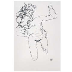 After Egon Schiele, "Nude Lying Down", from the Portfolio Handzeichnungen