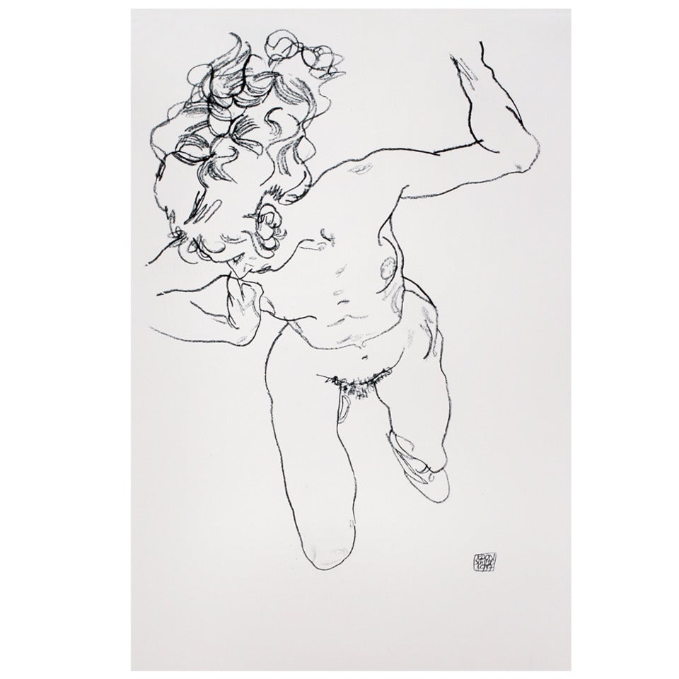After Egon Schiele, "Nude Lying Down", from the Portfolio Handzeichnungen For Sale