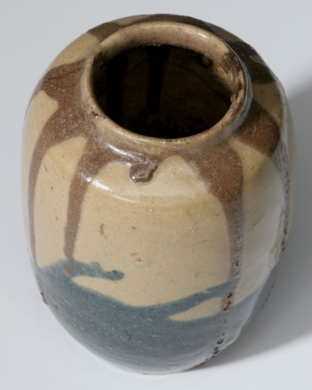 Art Nouveau Japonist Indigo Drip Vase by Eugéne Lion