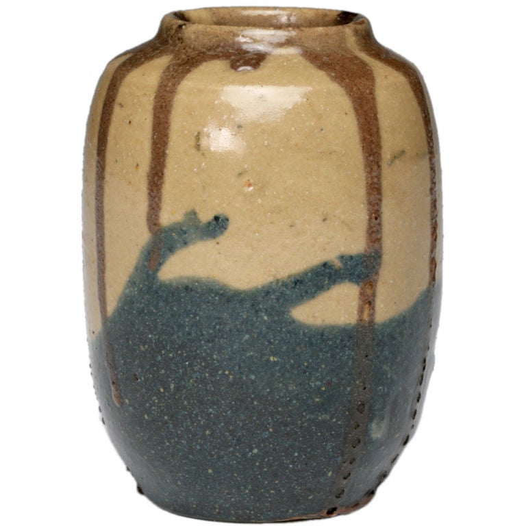 Japonist Indigo Drip Vase by Eugéne Lion