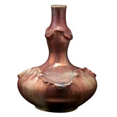 Art Nouveau Ruffle Vase by Sarreguemines