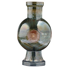 19th C. Near Eastern inspired Iridescent Ornamented Vase By Christopher Dresser