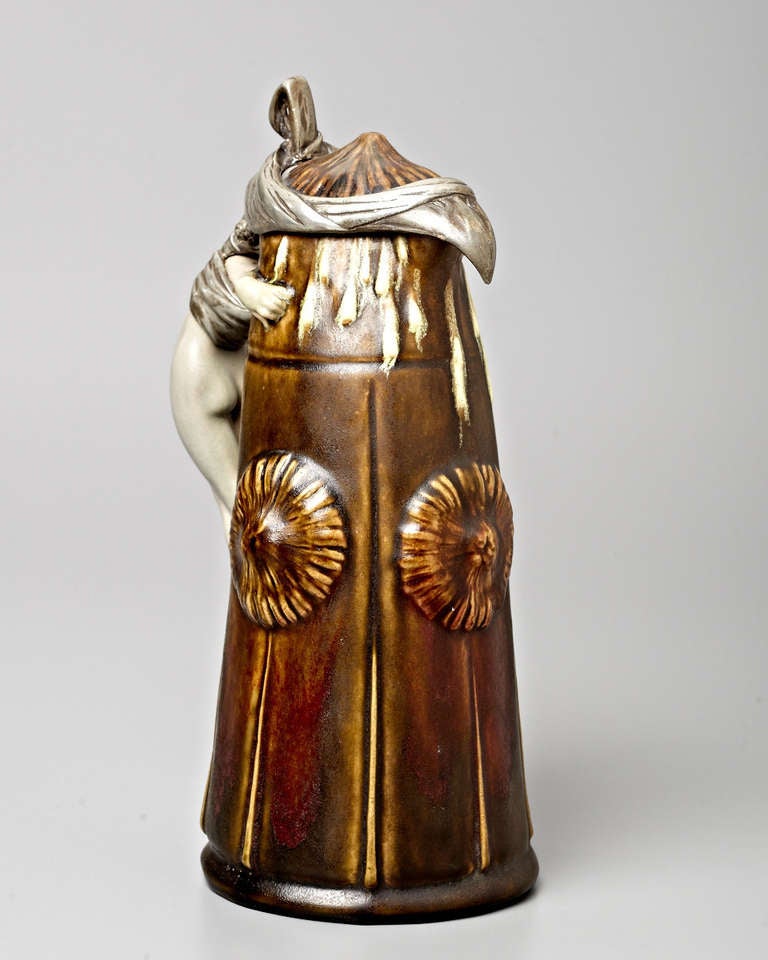 19th Century Symbolist Pitcher Ewer with Figure by Géo Wagner For Sale 2
