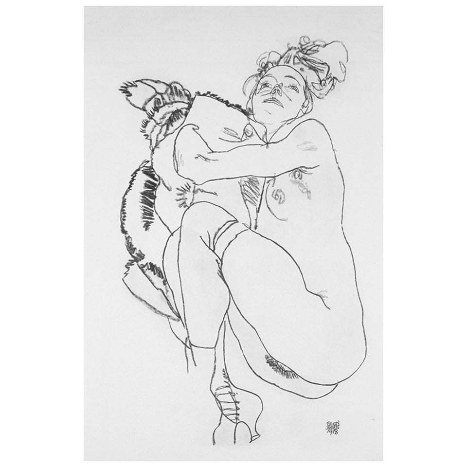 Reclining Nude From The Portfolio Handzeichnungen By Egon Schiele
