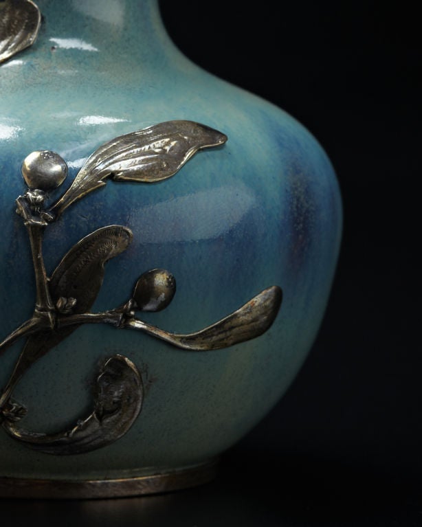Atelier de Glatigny Vase with Metal Mount by Lucien Gaillard 1
