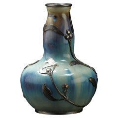 Atelier de Glatigny Vase with Metal Mount by Lucien Gaillard