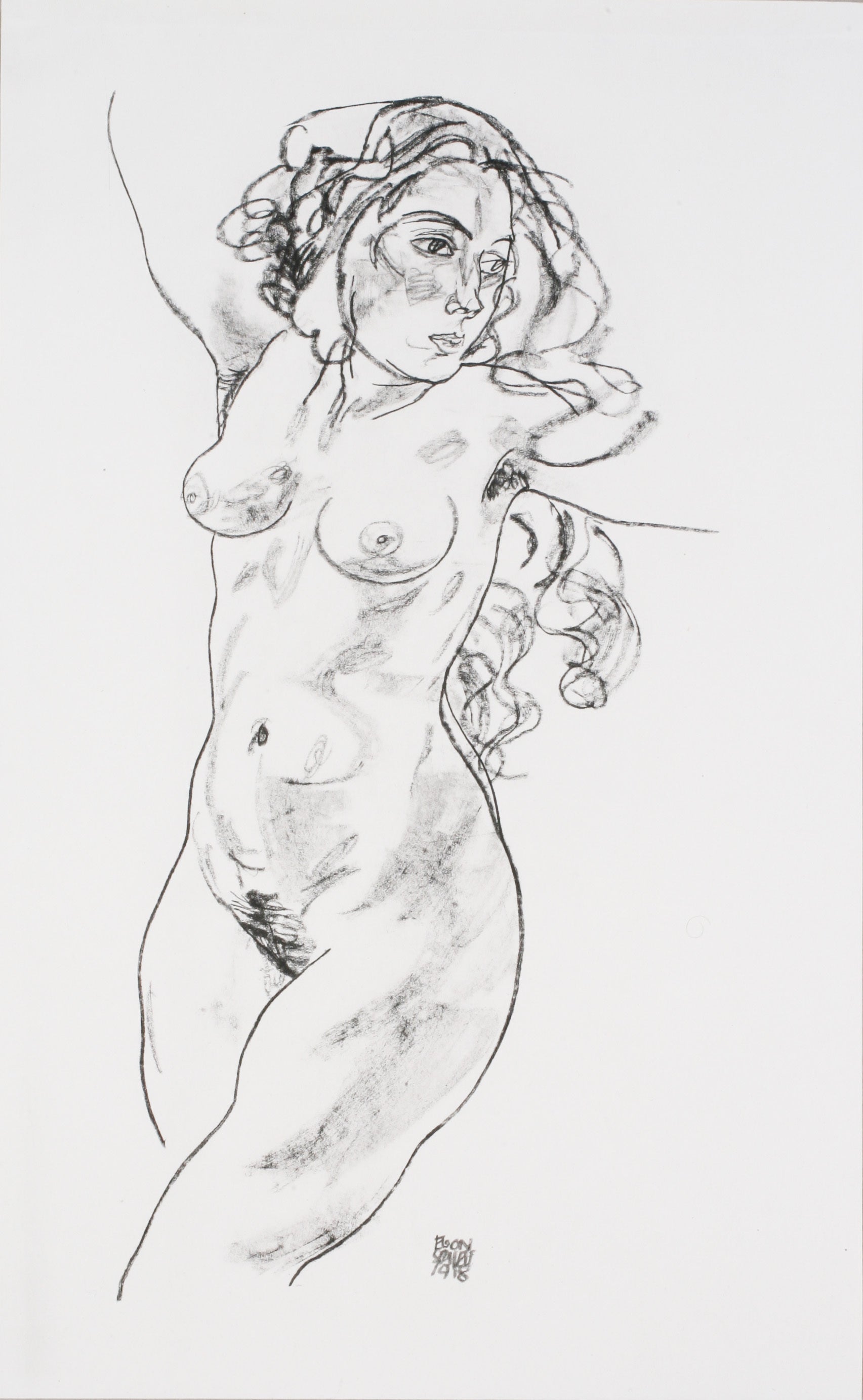 Standing Female Nude from the Portfolio Handzeichnungen By Egon Schiele