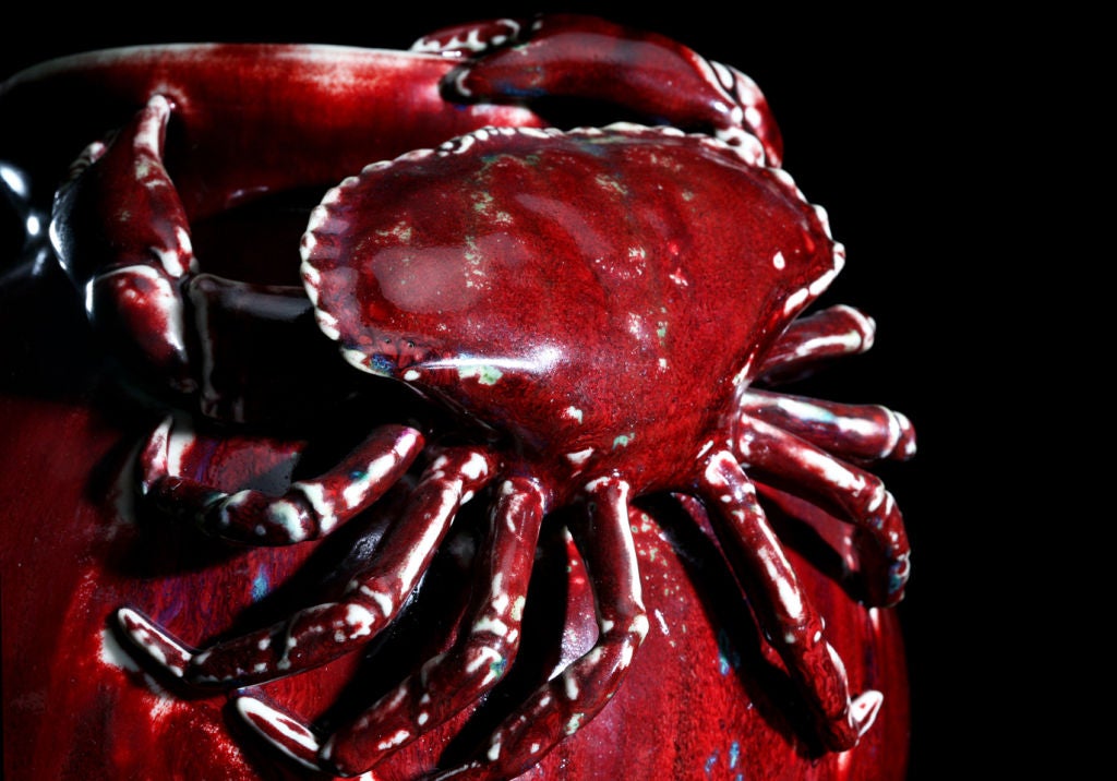 French 19th Century Red Crab Vase by Pierre-Adrien Dalpayrat For Sale