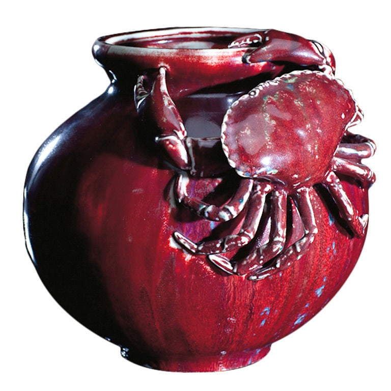 19th Century Red Crab Vase by Pierre-Adrien Dalpayrat For Sale