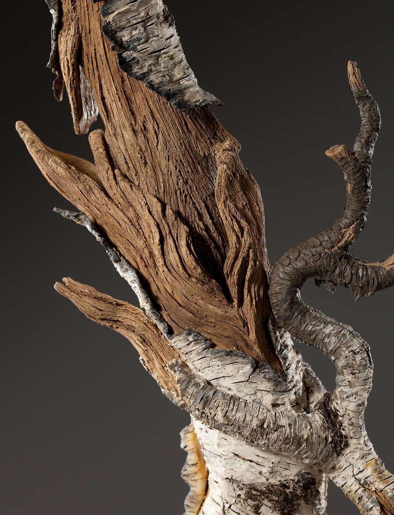Ceramic Trompe L'oeil Birch Burl Bonsai Teapot By Eric Serrritella In Excellent Condition In New York, NY