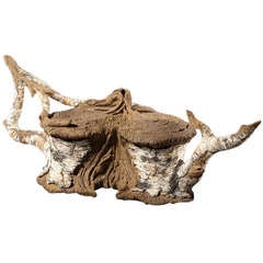 Ceramic Trompe L'oeil White Branch Birch Stump Teapot By Eric Serritella