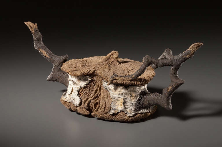 Ceramic Trompe L'oeil Black Branch Birch Stump Teapot By Eric Serritella