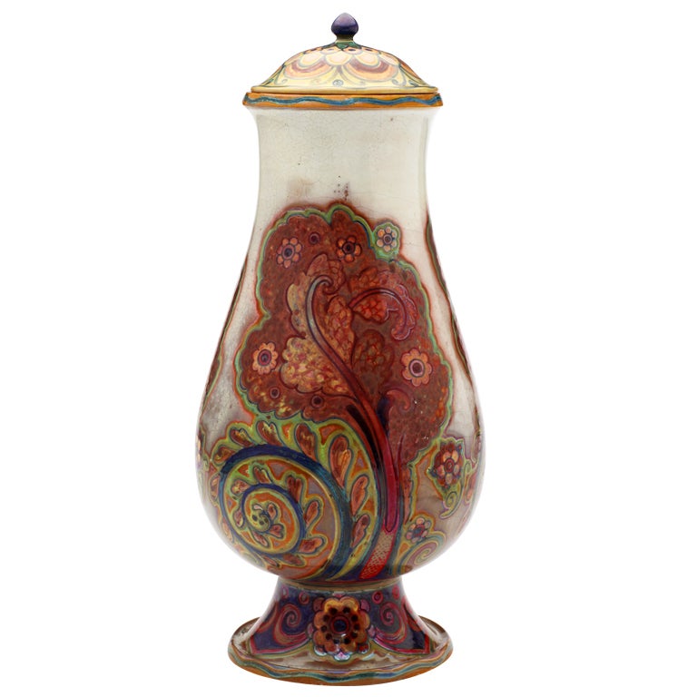 19th Century Liberty Paisley Lidded Vase by Galileo Chini For Sale