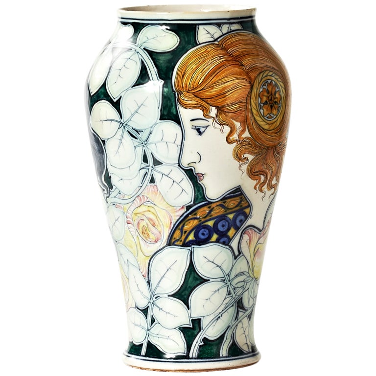 19th Century Italian Art Nouveau Vase by Galileo Chini For Sale