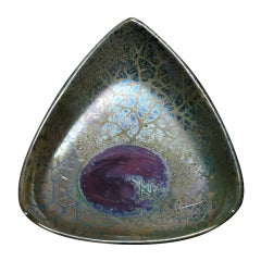19th Century Iridescent Triangular Symbolist Charger by Lucien Lévy-Dhurmer