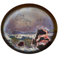 19th Century Iridescent Sea Landscape Charger by Clement Massier