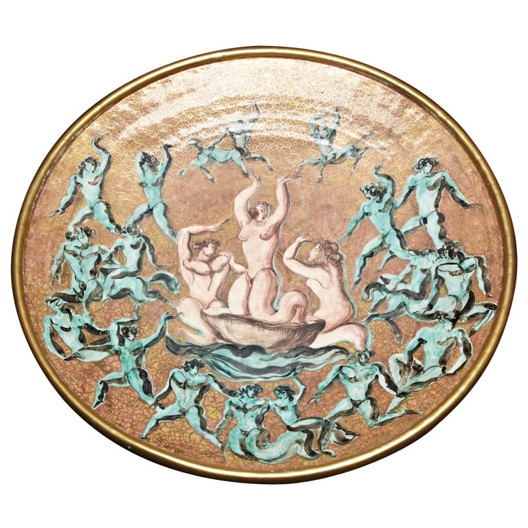 1940s Mythological Nymphs Charger by Jean Mayodon For Sale