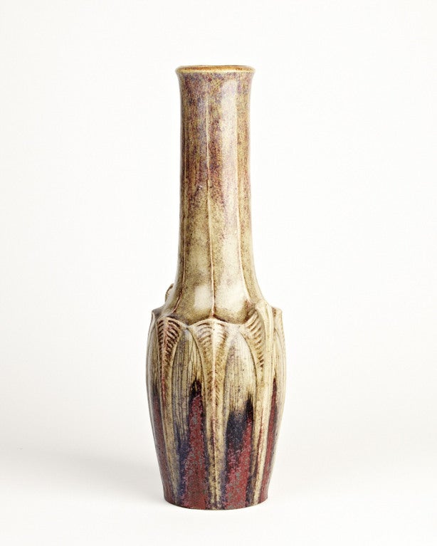 20th Century Ribbed Vase By Émile Decoeur For Sale