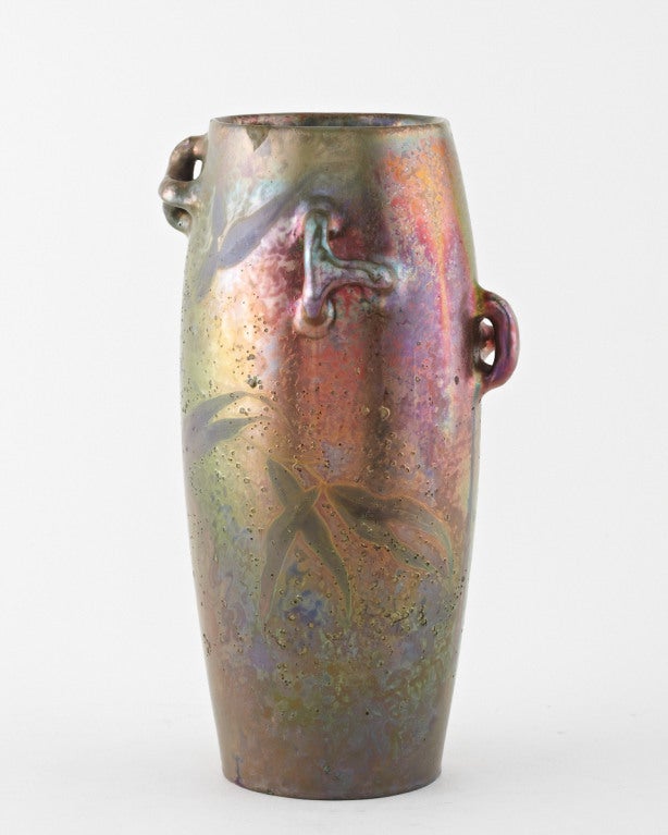 Iridescent Four Handled Vase by Clement Massier