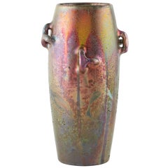 Iridescent Four Handled Vase by Clement Massier